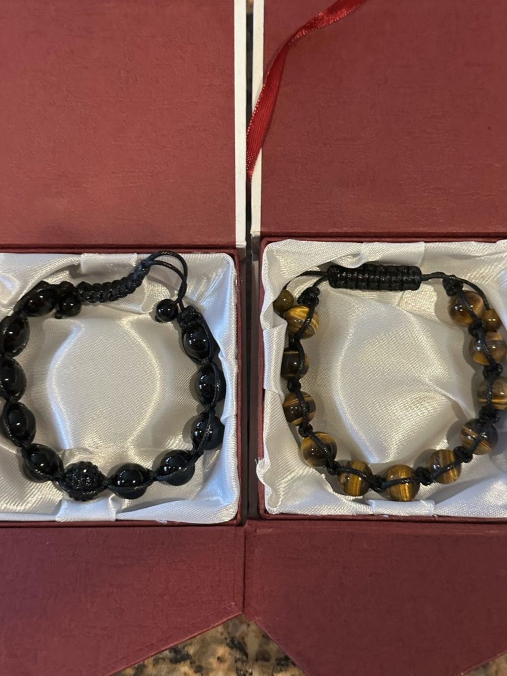 Beaded Shamballa Style Bracelets - Black & Tiger's Eye